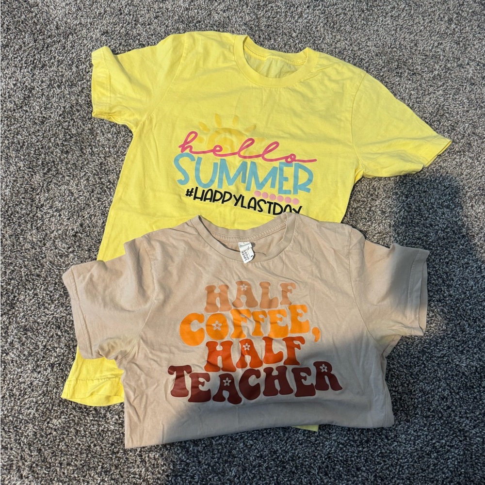 Yellow and Beige teacher Graphic T-Shirts